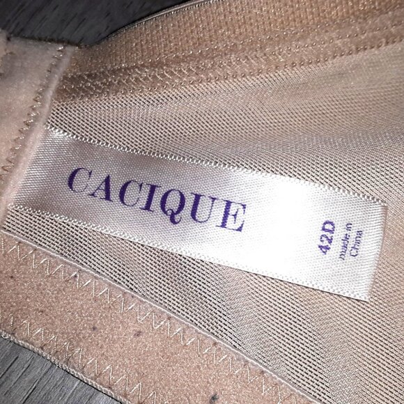 Cacique Unlined Full Coverage Bra Plus Size 42D Beige Tan Light Brown Lace - Picture 6 of 6
